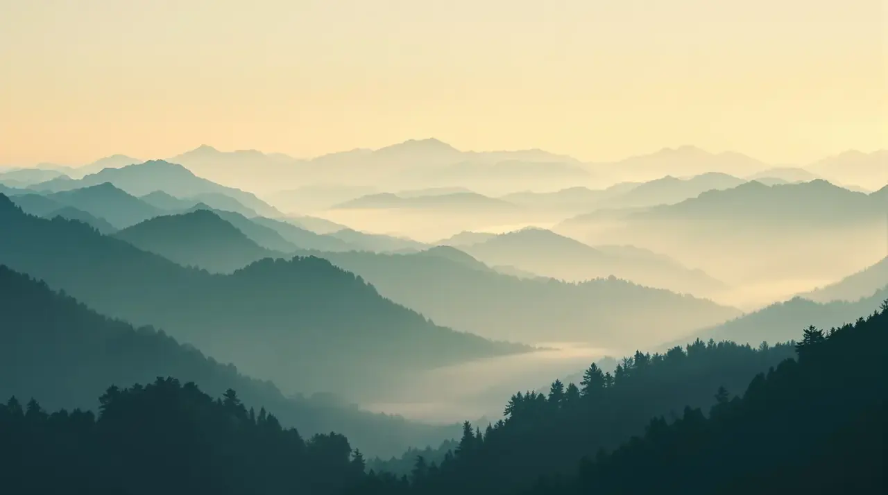 花魁古风新剧抢先更站《雾起山南》剧照：晨雾层叠的山脉与石径