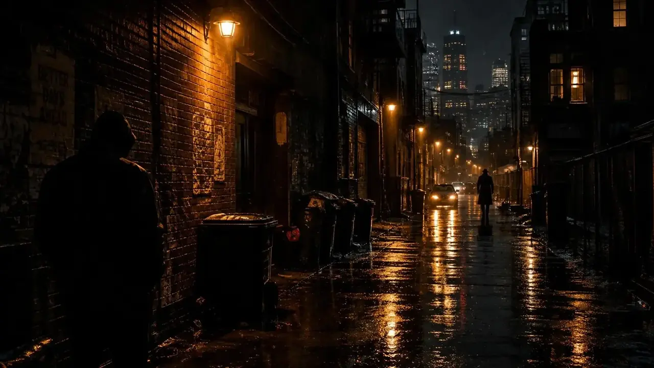 花魁古风新剧抢先更站《半城烟雨》剧照：雨中挂着灯笼的老城巷